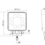 Pracovní LED světlo 24 W 107x52x136 mm 2000 lm, čtvercové, 10/30 V bodový paprsek 8 LED