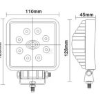 Pracovní LED světlo 24 W, 1920 lm, čtvercové, 10/30 V, 110x45x110 mm, širokoúhlé 8 LED