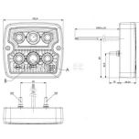 Multifunkční přední LED světlo, čtvercové, 105,4 mm (12/24 V)