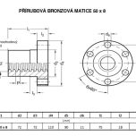 Trapézová matice přírubová 50 x 8 - Rozměrové údaje