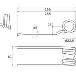 Pružné pero 5 x 61 x 156 mm s cívkou 22,5 mm - 002785521N