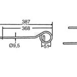 Pružné pravotočivé pero 9,5 x 96 x 387 mm černé s cívkou 51 mm (Kuhn) - 58740700KR
