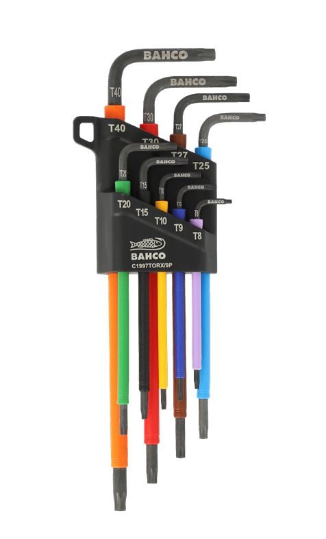 Sada barevných imbusových klíčů zahnutých TORX BAHCO C1997TORX/9P