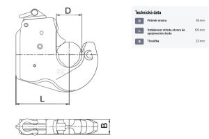 Navařovací hák spodního ramene CBM, kat. 2S, O56 x 105 x 32 mm (65 kW)
