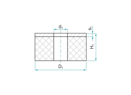 Silentblok válcový 40 x 17 typ GK - průchozí, d1=17, d2=9
