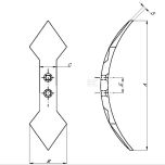 Radlice kultivátoru 20 x 135 x 450 mm oboustranná otočná, zahnutá se 2 otvory 12,5 mm