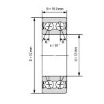 Ložisko 3201-2RS - Rozměrový nákres