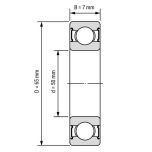 61810 2RS - Rozměrový nákres