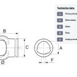 Vidlice pro vnější profil s otvorem pro válečkový kolík, připojení 32,5 na hřídel 1