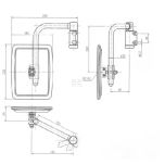 Konvexní zrcátko s držákem pravé, 235 x 180 x 170 mm