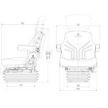 Vzduchem odpružené sedadlo Grammer MSG95G/721, šíře 480 mm s loketními opěrkami (130 kg)