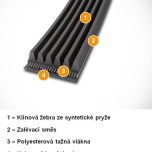 Konstrukce řemenu PL CONTI®V MULTIRIB